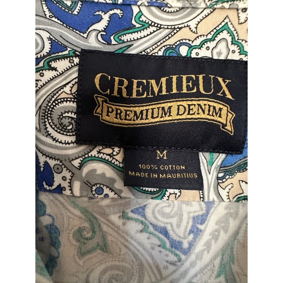 CREMIEUX Premium Denim Long Sleeve Button Down Shirt Men's Medium Paisley Print - Picture 6 of 9